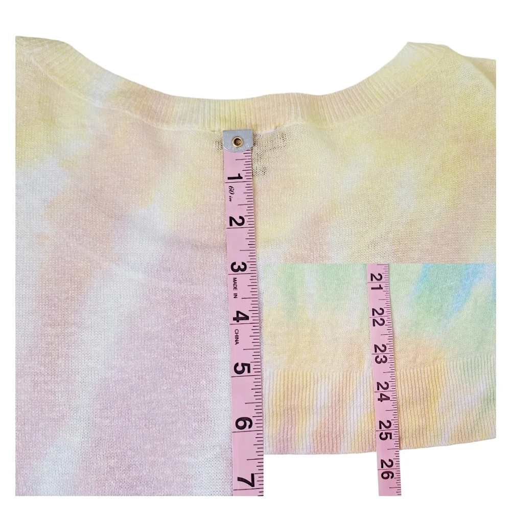 Talbots Sz M Pastel Tie-Dye Lightweight Linen Blend Long Sleeve Pullover Sweater - Picture 7 of 9